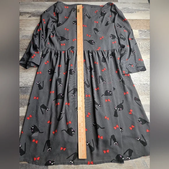 Kiki's Delivery Service X Studio Ghibi Jiji And Bows Gray Dress Size Large 12 - Picture 8 of 12